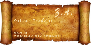 Zeller Arzén névjegykártya